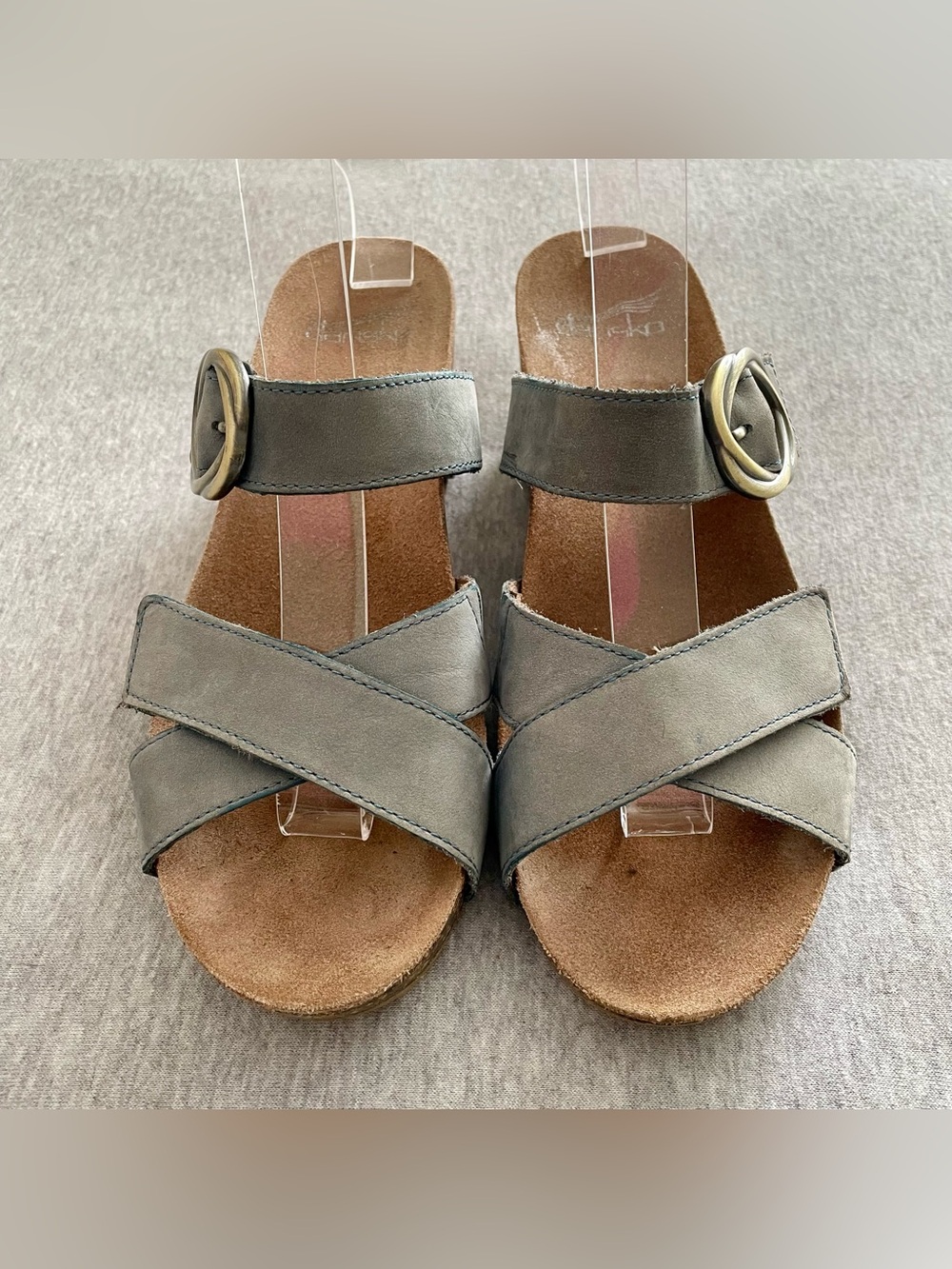 Dansko Women’s Size 38EU 7.5-8US Blue Cork Wedge Sandals with Buckle Strap